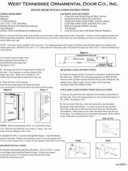 (image for) Single Door Installation Instructions