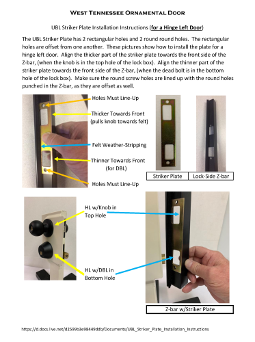 (image for) UBL Strike Plate Installation